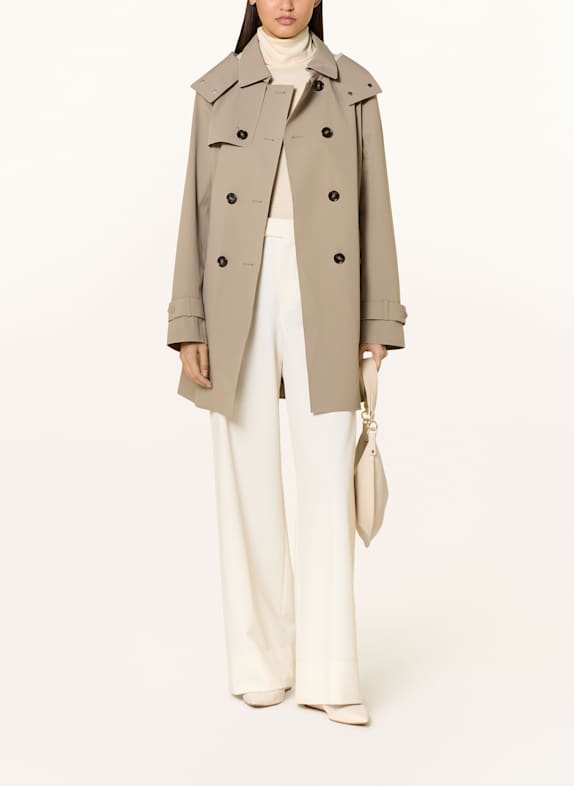 MARC CAIN Trench coat with detachable hood 581 sage powder