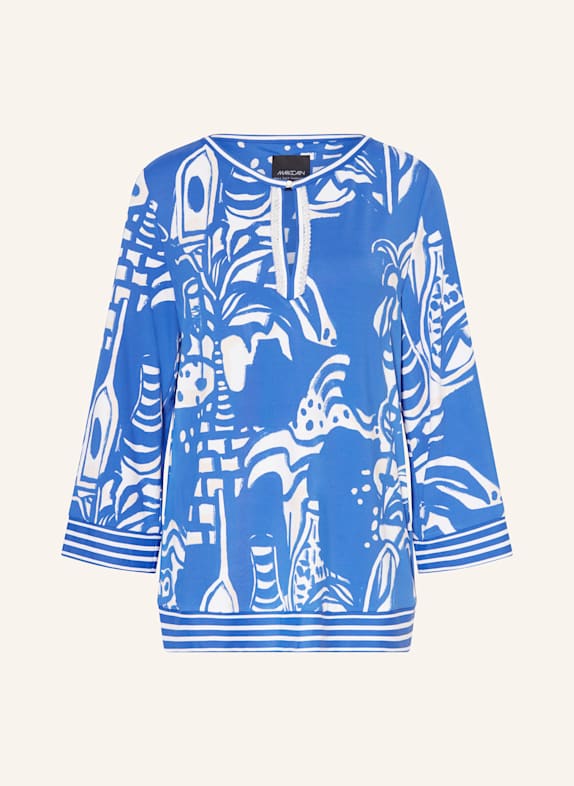 MARC CAIN Shirt blouse with decorative gems 366 gentian