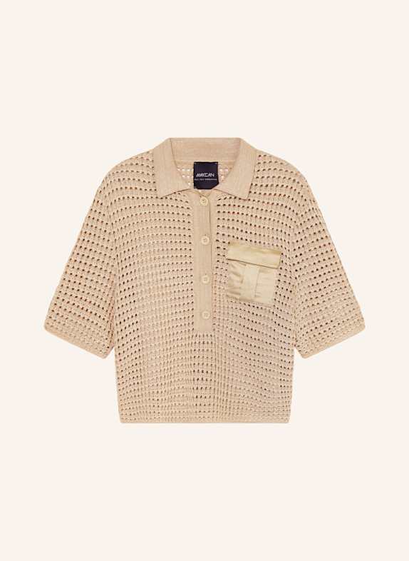 MARC CAIN Strick-Poloshirt mit Glitzergarn 608 cappuccino macaron
