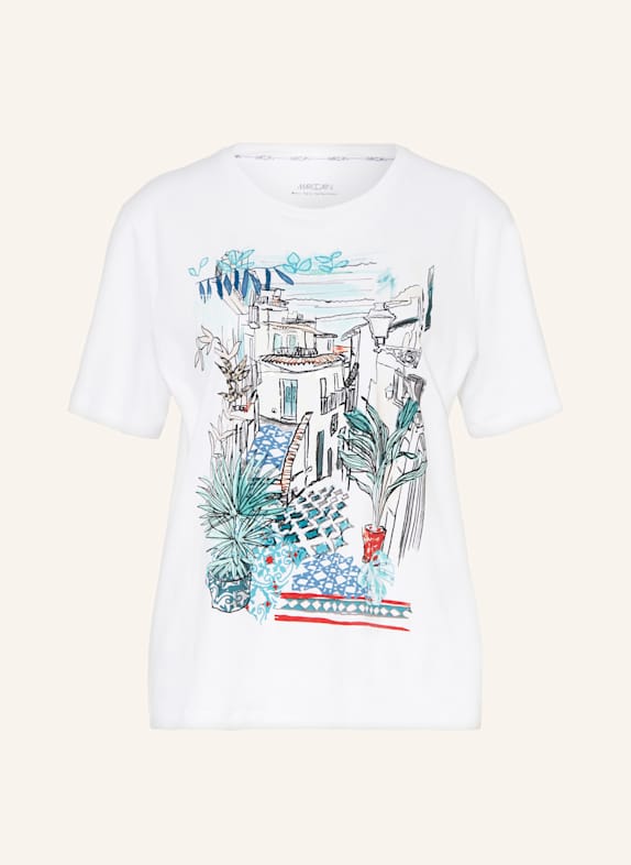 MARC CAIN T-Shirt mit Pailletten 100 WHITE