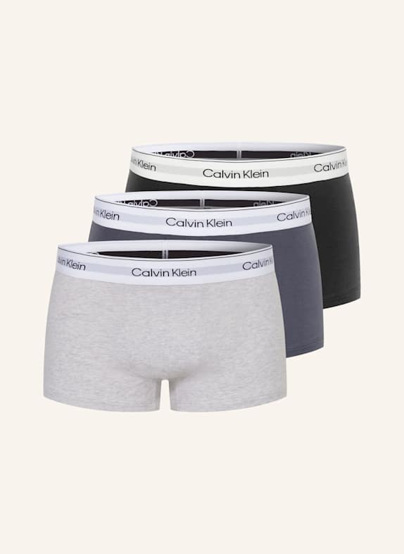 Calvin Klein 3er-Pack Boxershorts MODERN COTTON Low Rise SCHWARZ/ HELLGRAU/ DUNKELGRAU
