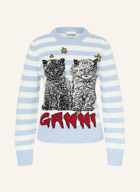 GANNI Pullover HELLBLAU/ WEISS/ SCHWARZ