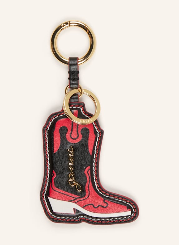GANNI Zawieszka do torby WESTERN BOOT CZARNY/ CZERWONY