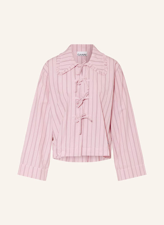 GANNI Bluse mit Rüschen ROSA/ DUNKELLILA