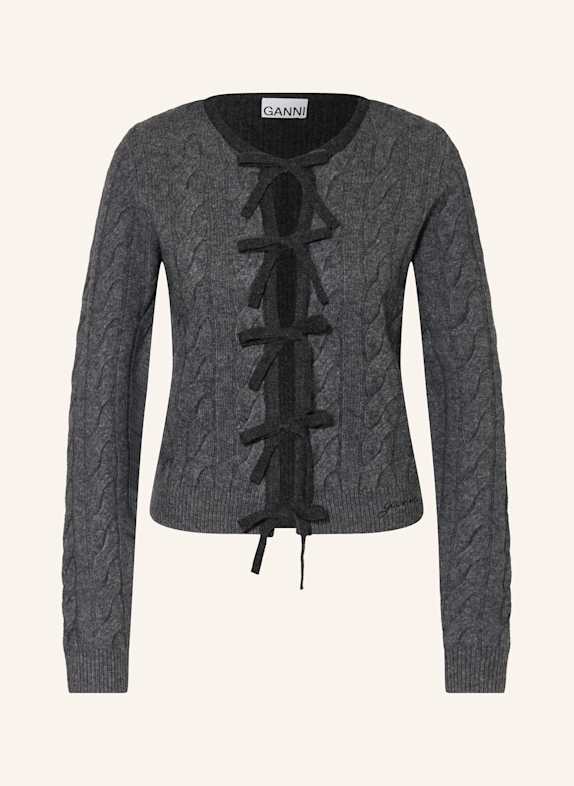 GANNI Strickjacke mit Cashmere DUNKELGRAU/ GRAU
