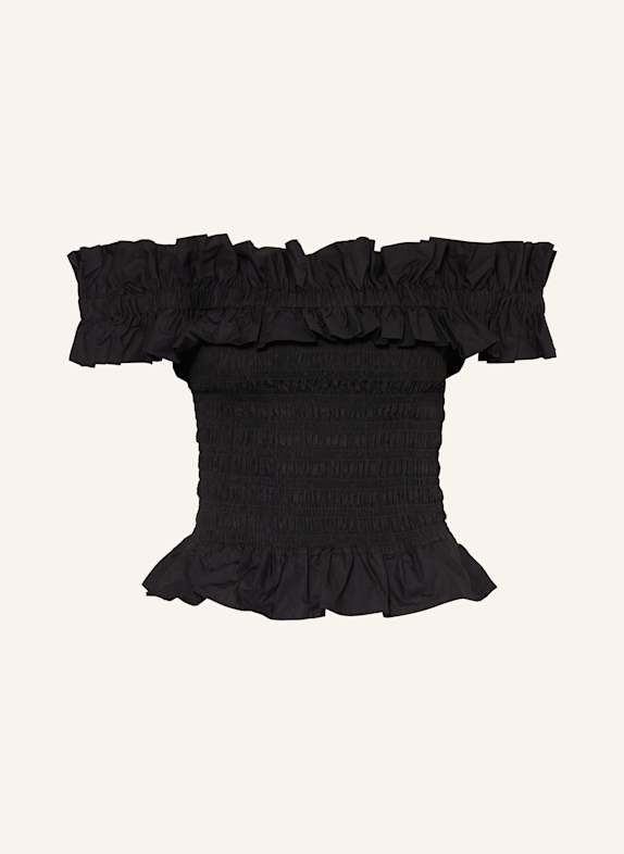 GANNI Off-shoulder top BLACK
