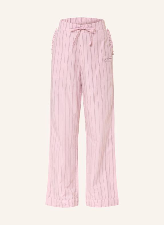 GANNI Hose im Jogging-Stil mit Rüschen ROSA/ DUNKELLILA