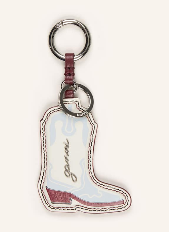GANNI WESTERN BOOT bag tag ECRU/ LIGHT BLUE/ DARK RED