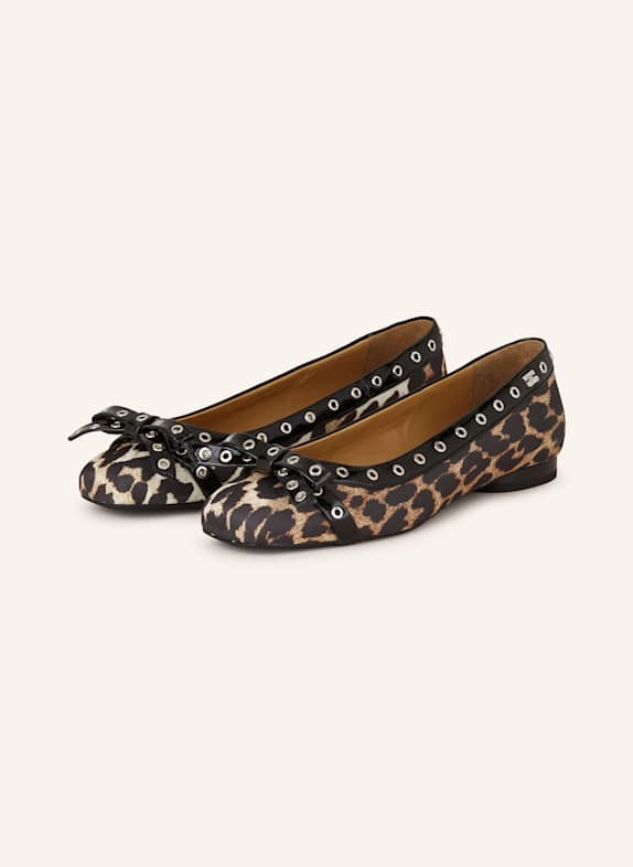 GANNI Ballerinas CREME/ SCHWARZ/ BRAUN