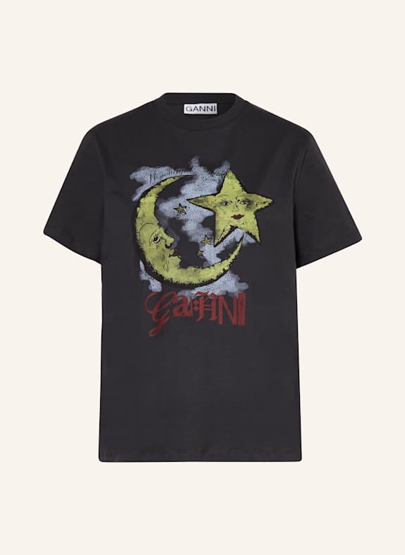 GANNI T-shirt MOONLIGHT GRANATOWY/ JASNONIEBIESKI/ ŻÓŁTY
