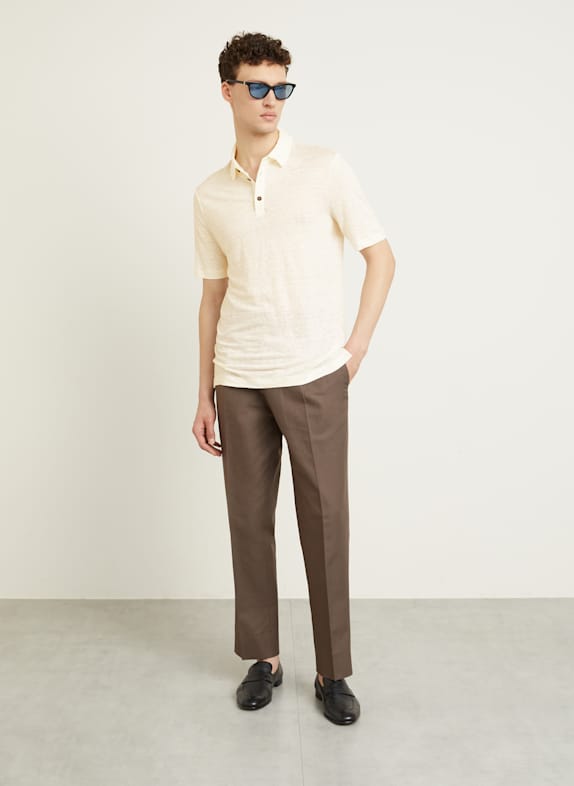 GIORGIO ARMANI Jersey poloshirt van linnen ECRU