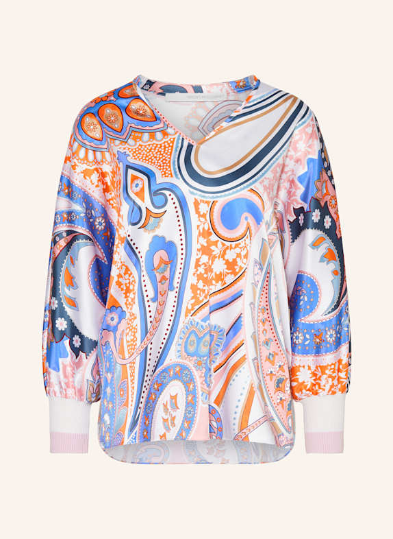 HERZEN'S ANGELEGENHEIT Shirt blouse in silk WHITE/ BLUE/ ORANGE