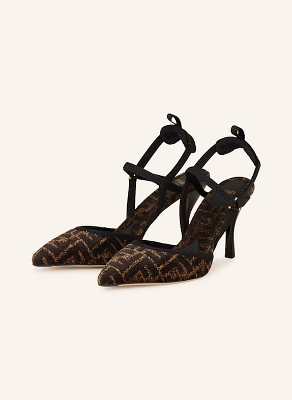 FENDI Slingpumps SCHWARZ/ BRAUN