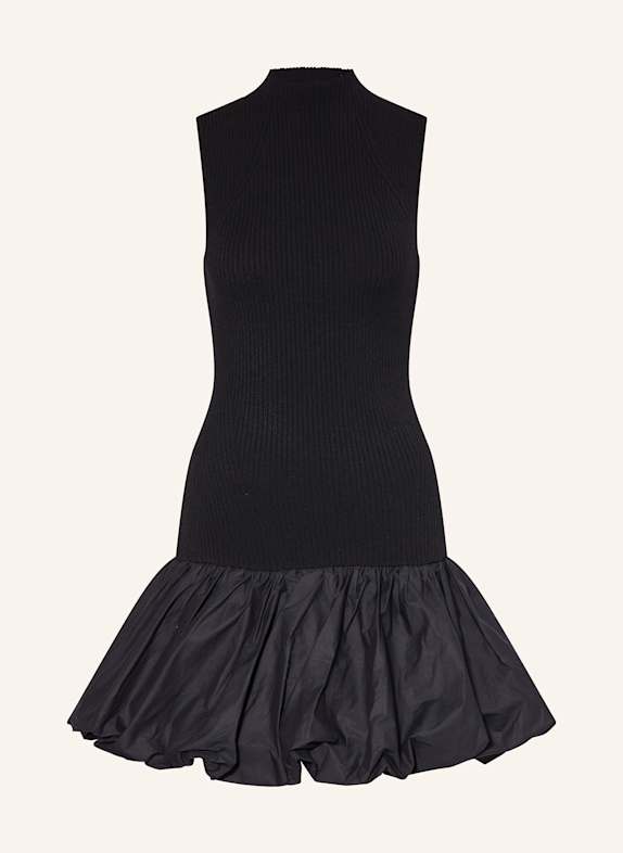 ROTATE Kleid im Materialmix SCHWARZ