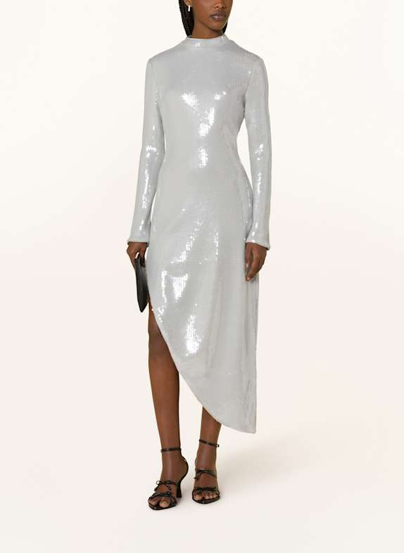ROTATE Kleid mit Pailletten HELLGRAU