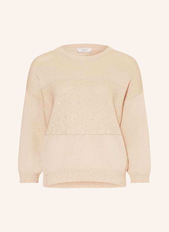 PESERICO Sweater with 3/4 sleeves BEIGE