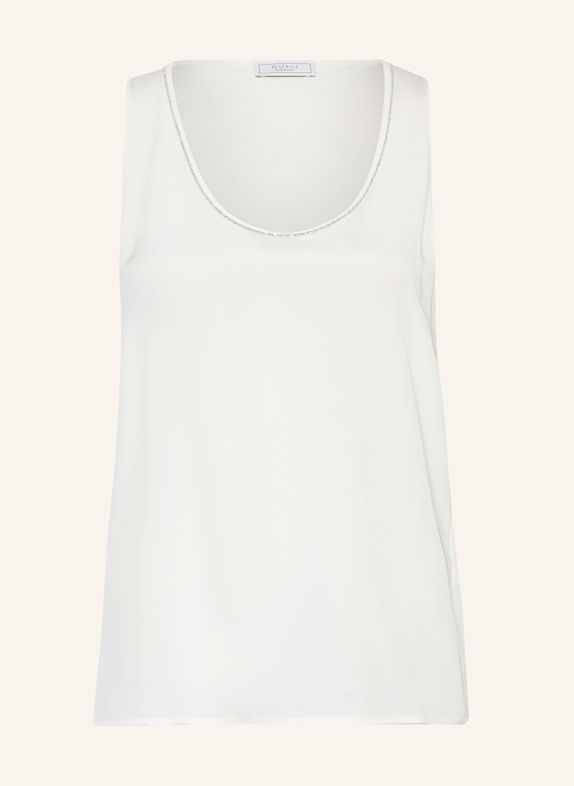 PESERICO Blouse top made of silk with decorative beads WHITE