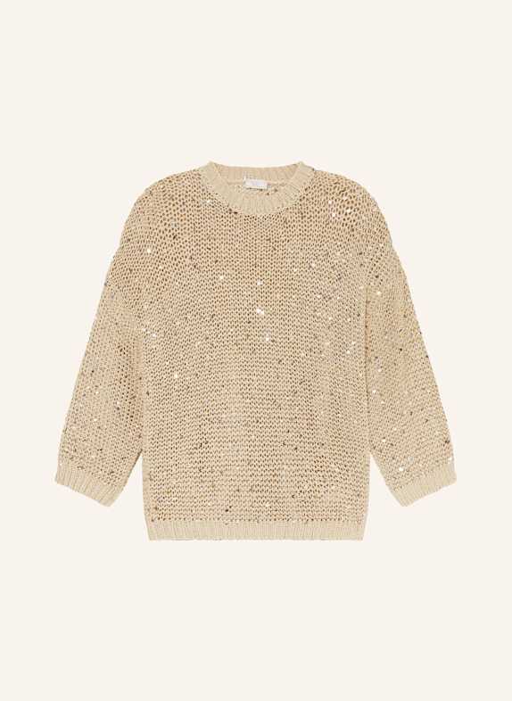 PESERICO Sweater with sequins BEIGE