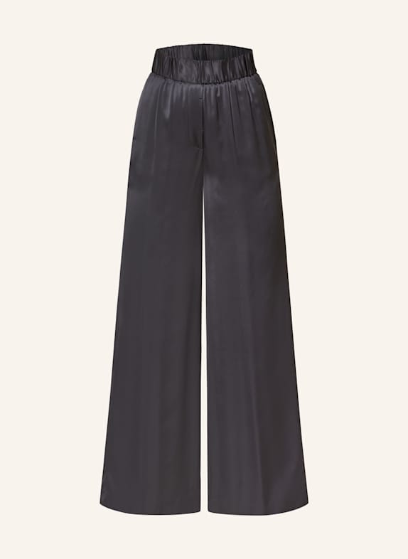 PESERICO Wide leg trousers in satin DARK BLUE