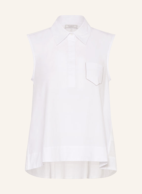PESERICO Blouse top with decorative beads WHITE