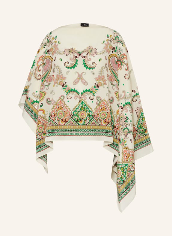 ETRO Cape aus Seide WEISS/ GRÜN/ ROT