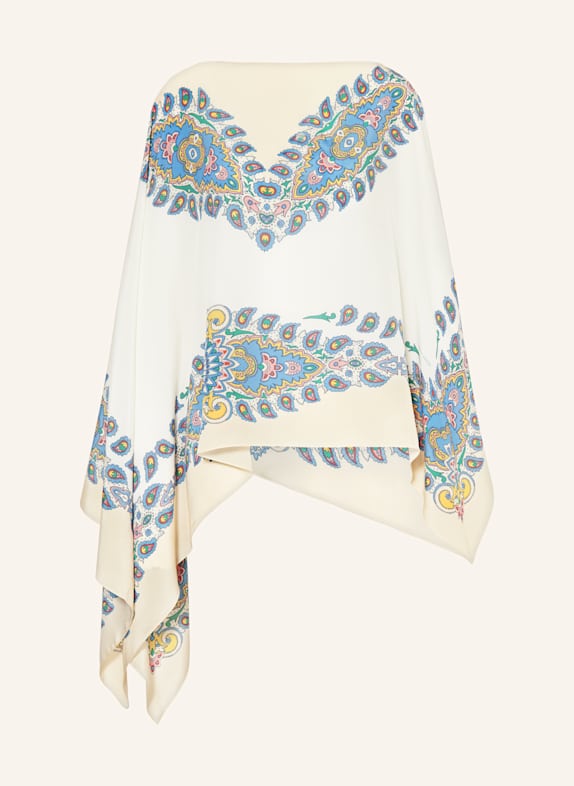 ETRO Seidencape ECRU/ BLAU/ GELB