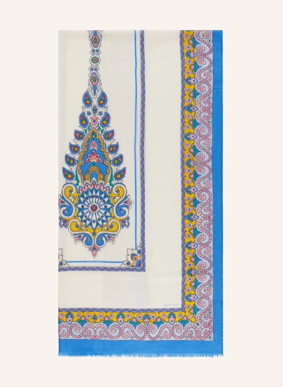 ETRO Schal mit Cashmere und Seide ECRU/ BLAU/ ROSA