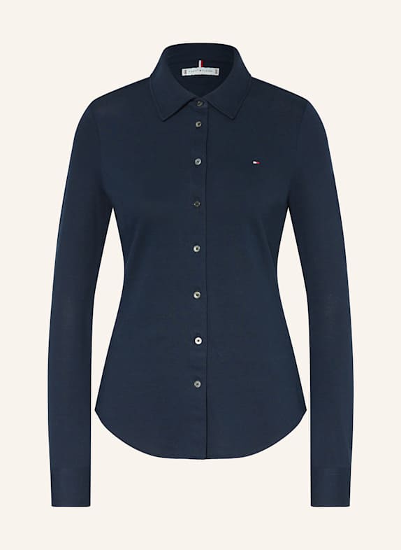 TOMMY HILFIGER Hemdbluse aus Piqué DUNKELBLAU