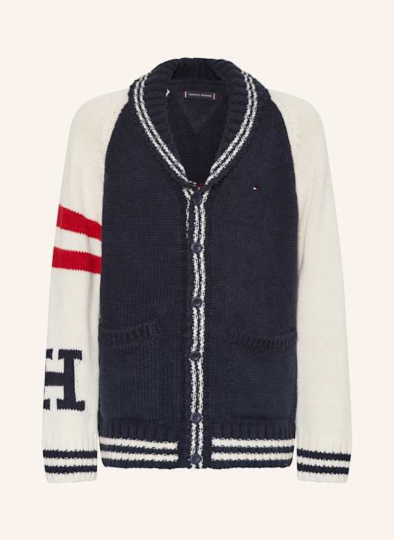 TOMMY HILFIGER Strickjacke DUNKELBLAU/ ECRU