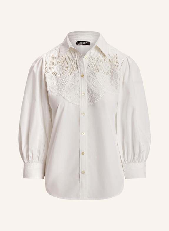 LAUREN RALPH LAUREN Koszula z rękawami 3/4 i koronką BIAŁY