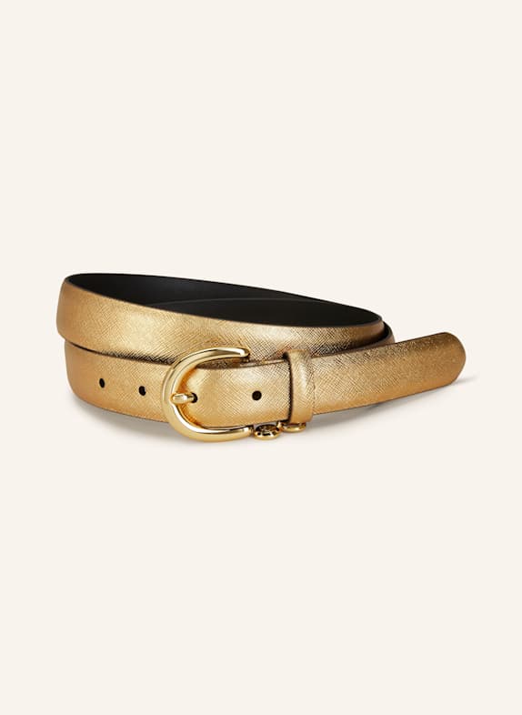 LAUREN RALPH LAUREN Ledergürtel GOLD/ SCHWARZ