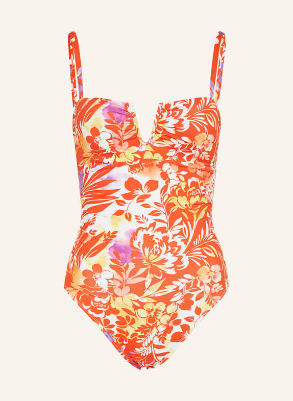 LAUREN RALPH LAUREN Badeanzug ISLAND BREEZE ORANGE/ WEISS/ LILA