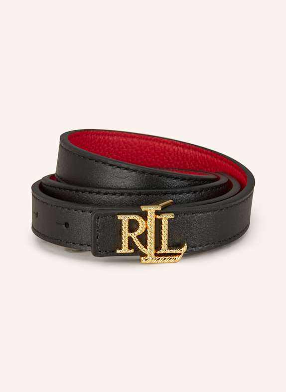 LAUREN RALPH LAUREN Ledergürtel zum Wenden SCHWARZ/ ROT