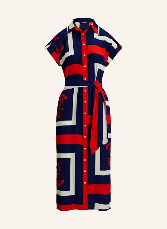 LAUREN RALPH LAUREN Hemdblusenkleid DUNKELBLAU/ ROT/ WEISS