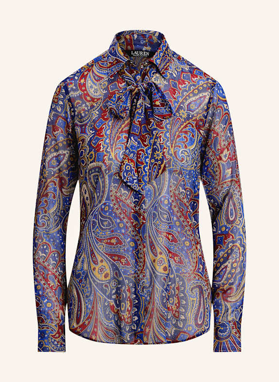 Košilová halenka ze saténu Košilová halenka s odnímatelnou vázačkou MODRÁ/ TMAVĚ ČERVENÁ/ TMAVĚ ŽLUTÁ