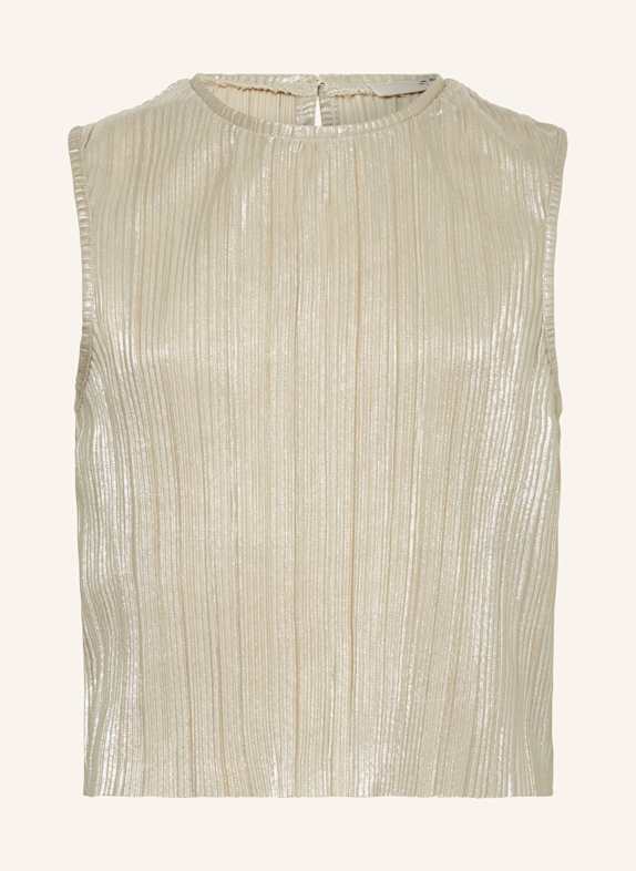 GARCIA Plisseetop mit Glitzergarn CREME/ SILBER