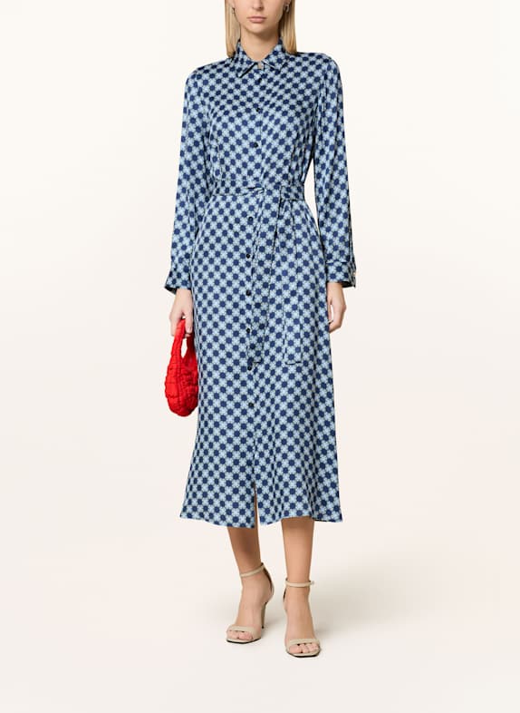 ELENA MIRO Satinkleid DUNKELBLAU / HELLBLAU / CREME