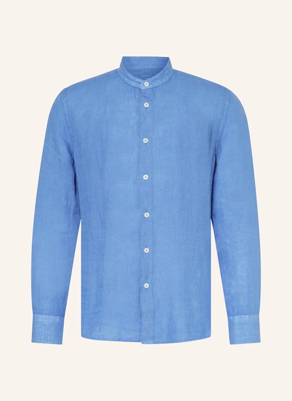 120%lino Leinenhemd Slim Fit mit Stehkragen BLAU
