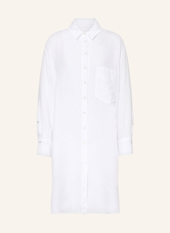 120%lino Hemdblusenkleid aus Leinen WEISS