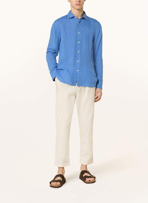 120%lino Linnen hemd Slim Fit BLAUW