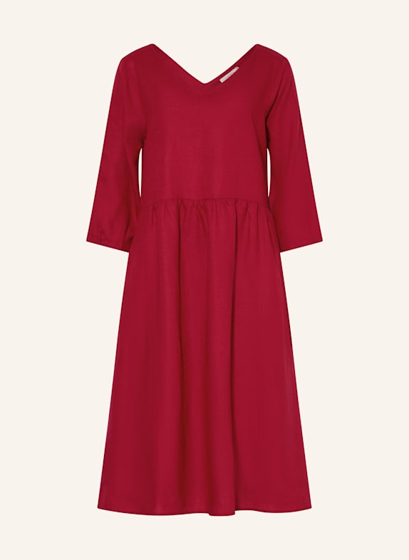 lilienfels Leinenkleid mit 3/4-Arm DUNKELROT