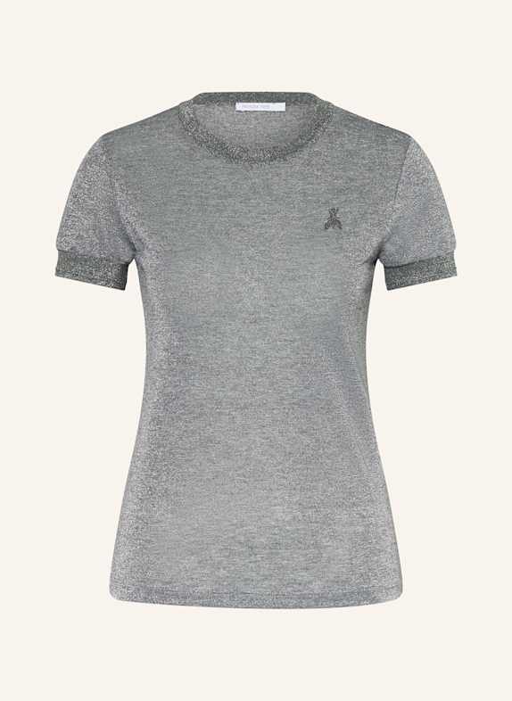 PATRIZIA PEPE Strickshirt mit Glitzergarn GRAU/ SILBER