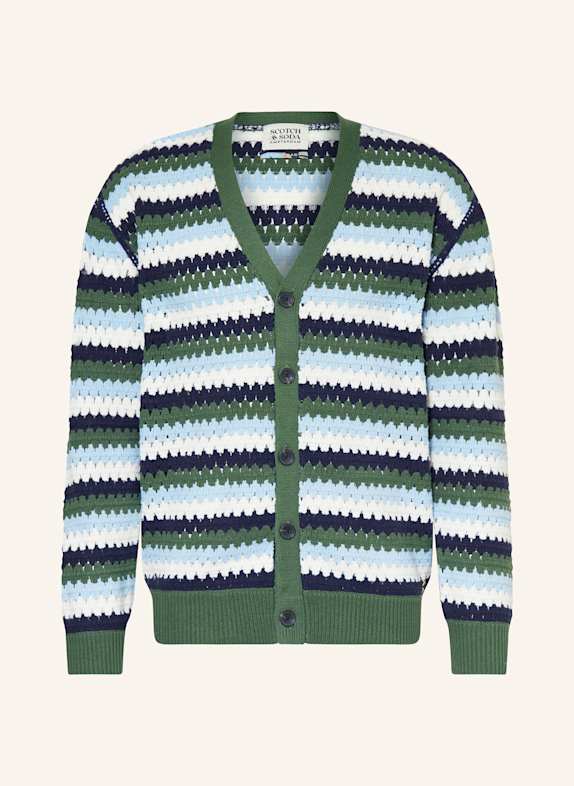 SCOTCH & SODA Cardigan DARK GREEN/ LIGHT BLUE/ WHITE