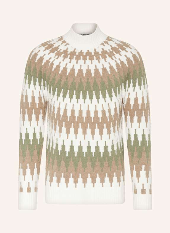 DRYKORN Pullover PIREO WEISS/ GRÜN/ HELLBRAUN