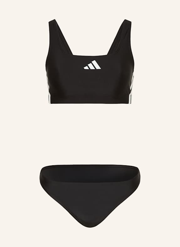 adidas Góra od bikini bustier 3-STREIFEN CZARNY/ BIAŁY