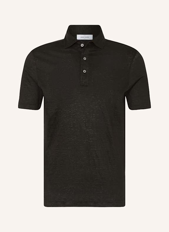 GRAN SASSO Jersey-Poloshirt aus Leinen SCHWARZ