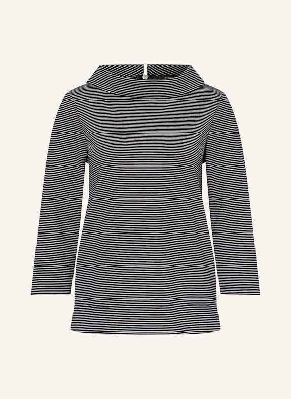 MORE & MORE Sweatshirt mit 3/4-Arm DUNKELBLAU/ WEISS