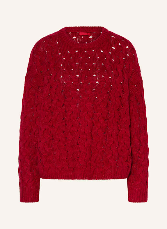 GUESS Pullover TAWNYA mit Glitzergarn DUNKELROT