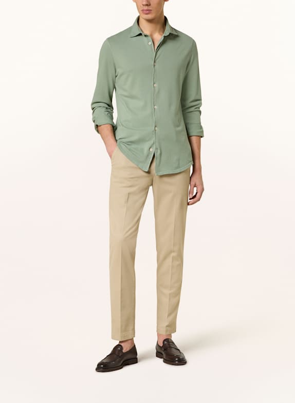 FEDELI Piqué-overhemd Custom Fit MINT