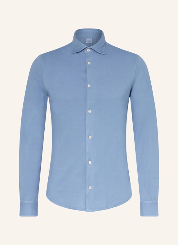 FEDELI Piqué-Hemd Custom Fit HELLBLAU